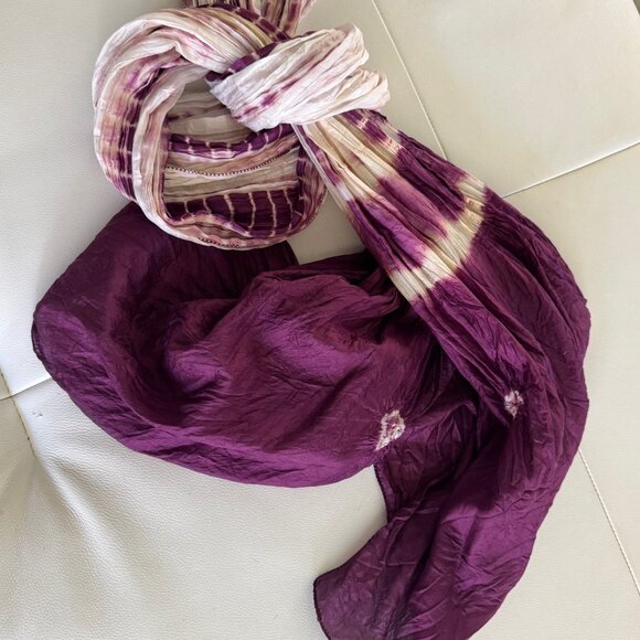 New Purple Tie-Dye Silky Scarf - Picture 2 of 6